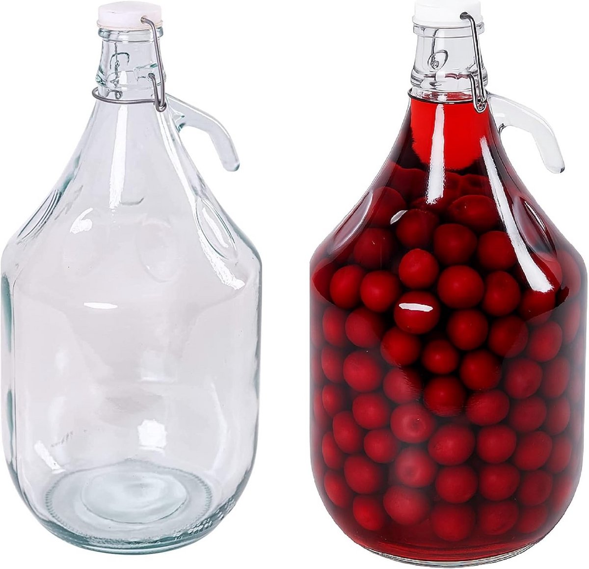 2x 5 Liter Glazen Fermentatieballon met Beugelsluiting voor Wijn en Sap