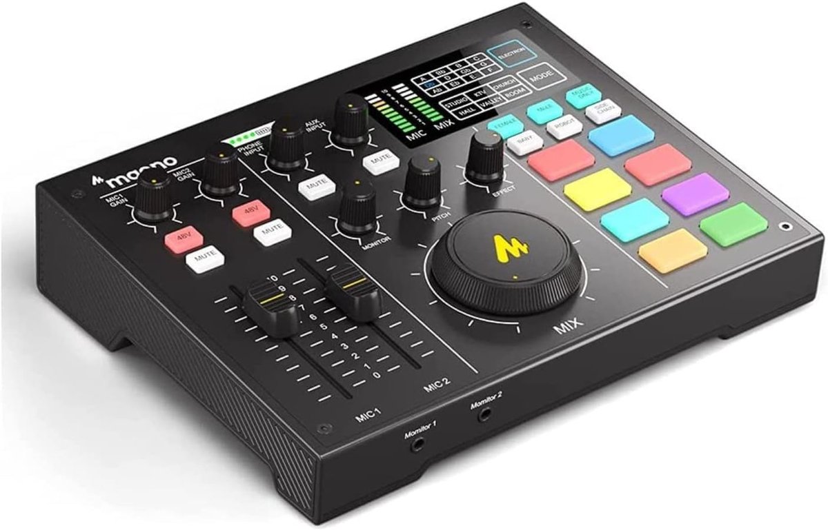 Draagbare Podcast Mixer, Geluidskaart en Audio Interface voor Streaming en Opname