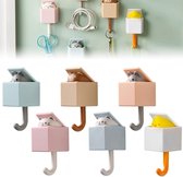 Zelfklevende Haakjes - 6 stuks - Creatieve Kat Haak - Handdoekhaakjes - Ophanghaakjes - Plakhaakjes - voor Sleutel Paraplu Handdoek Cap Jas Muur Decoratie