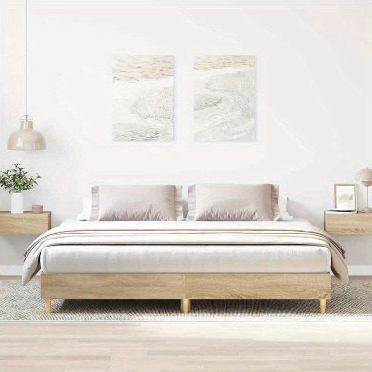 Bedframe – Houten Bed – Tweepersoonsbed – Koninklijk Bed – Eenpersoonsbed – Sonoma Eiken – 160x200 cm – Stevig en Duurzaam