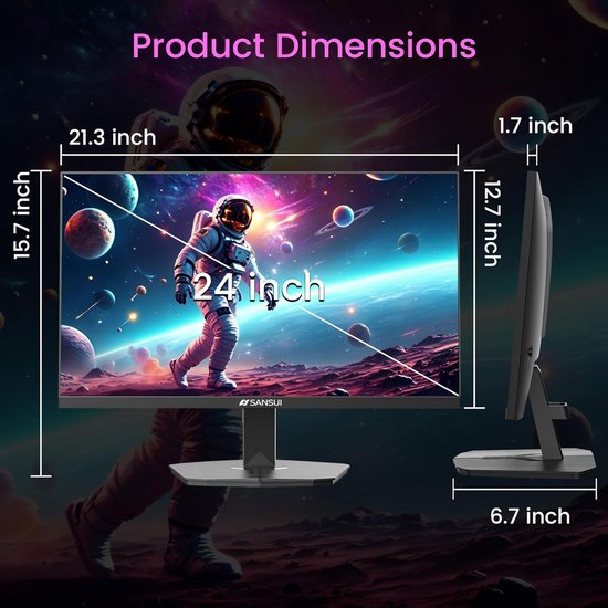 Gaming Monitor - Scherm Computer - Snelle Games - 160Hz Beeldverversing - 24 Inch - Zwart — afbeelding 3