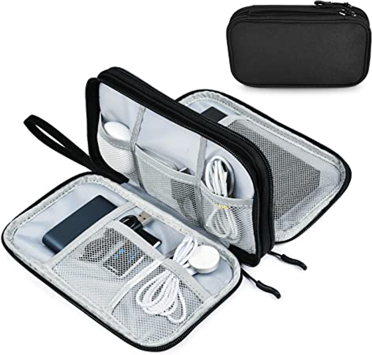 Ultiluxe® Kabeltas - Kabel Organizer - Elektronica Organizer - 19 x 11 x 6 cm - Dubbel Laags - Waterdicht - Zwart