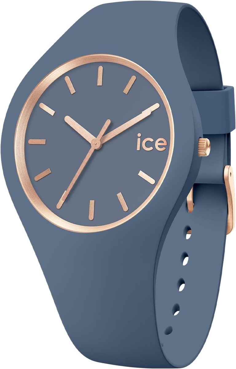 Blauwe Siliconen Horloge Dames-Heren - Minimalistisch Design met Roségoud Details