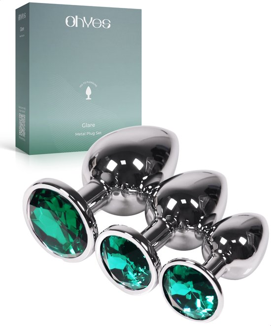 Métal Butt Plug Set - 3 Piece Plug Anal Set pour hommes et femmes - Vert