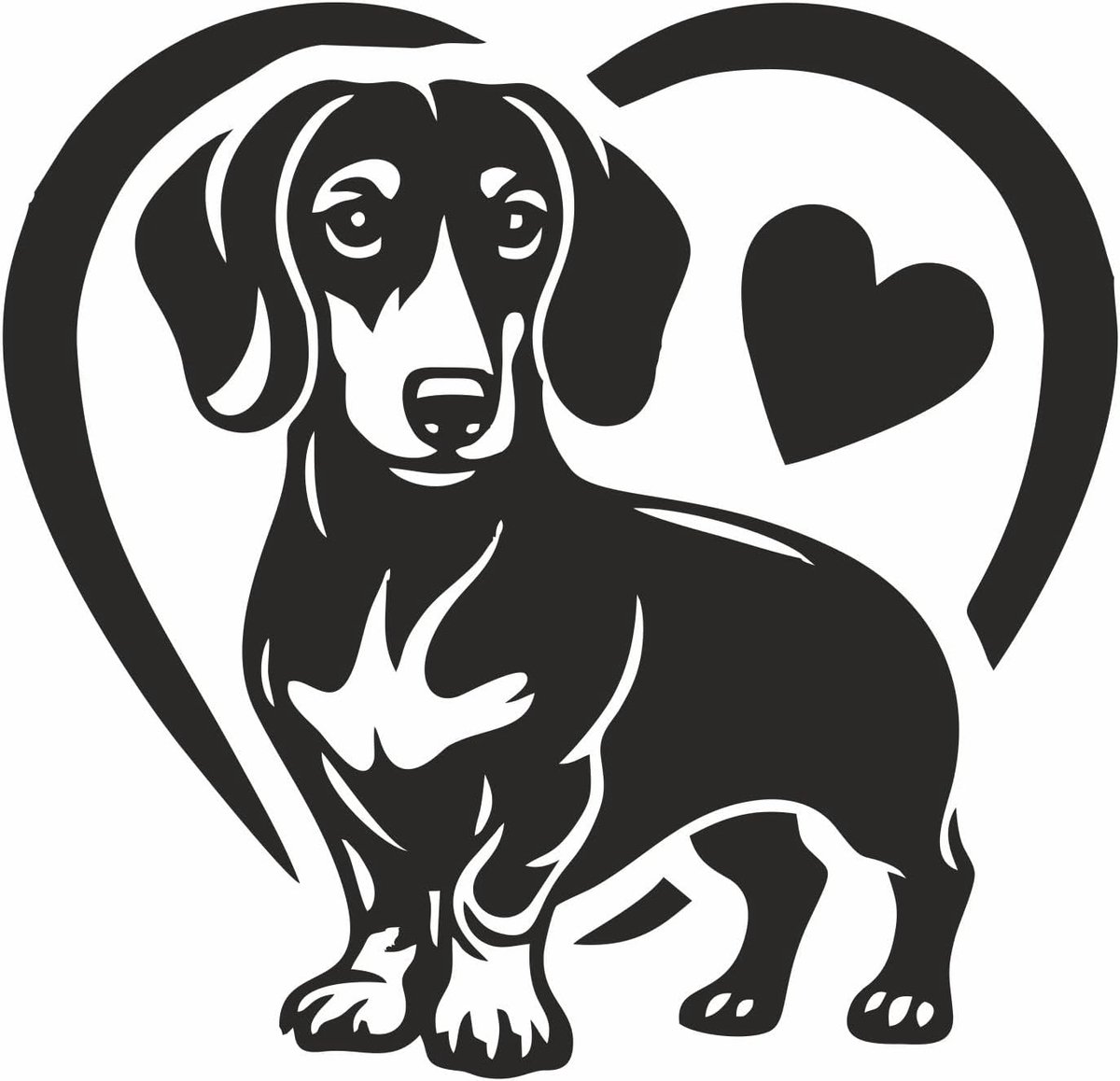 Zwarte Teckel Sticker met Hart - Geschikt voor Auto, Motor, Helm en Laptop