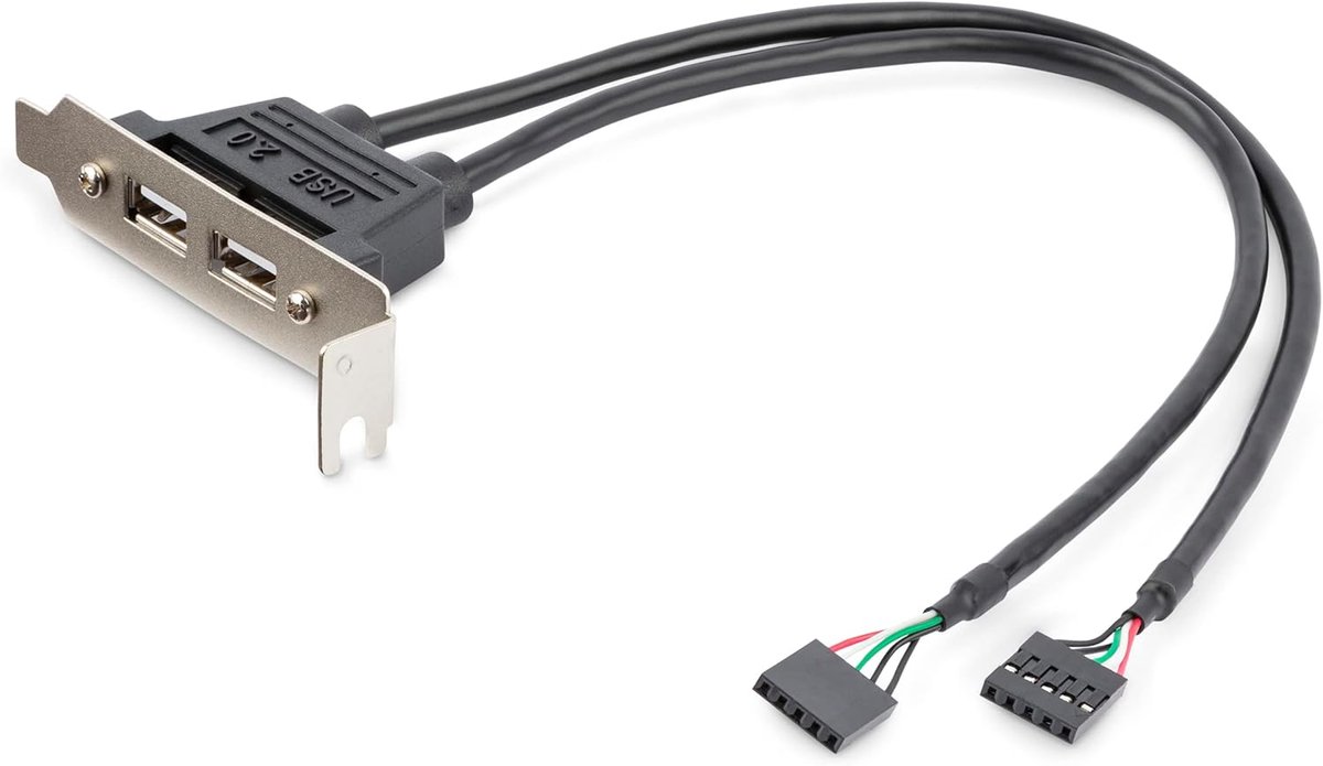 USB Slotplaat - Extra Poorten - Computer Uitbreiding - Low Profile Ontwerp - 2 Poorts - Grijs