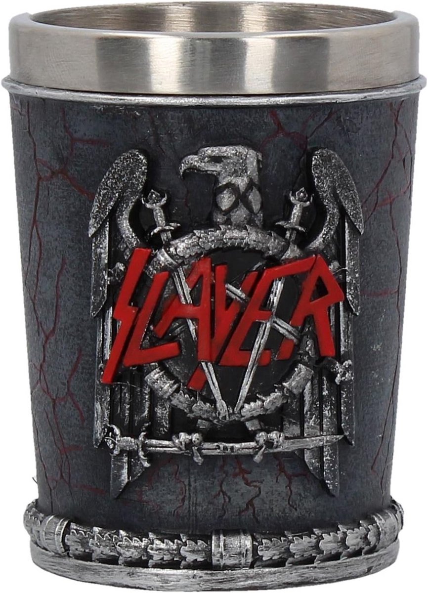 Shotglas met Slayer Adelaar en Zwaarden Logo - Hars met RVS Binnenkant - 7cm