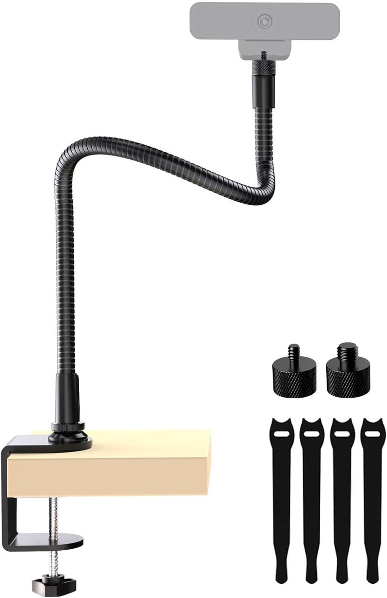 Webcamstandaard - Flexibele Arm - Stabiele Bevestiging - Metalen Klem - 48 cm - Zwart