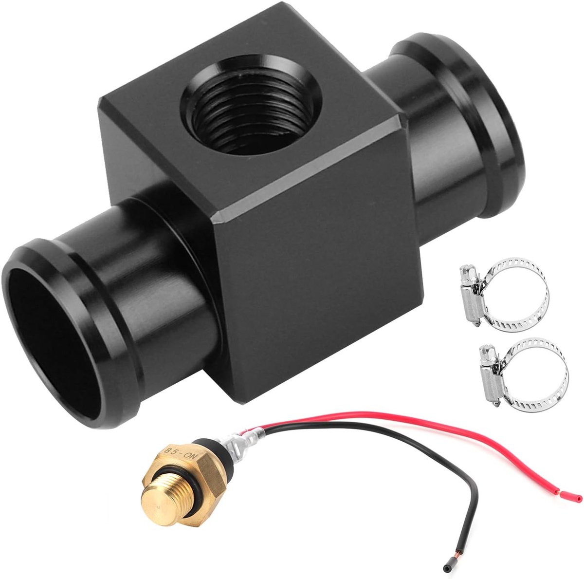 Temperatuurschakelaar Motor - Koelvloeistof Sensor - Motor Koeling - CNC Aluminium - 22mm Buis - Zwart