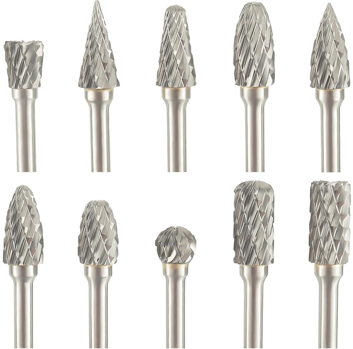 10-delige set hardmetalen roteerfrezen 3mm schacht voor metaal, hout en kunststof