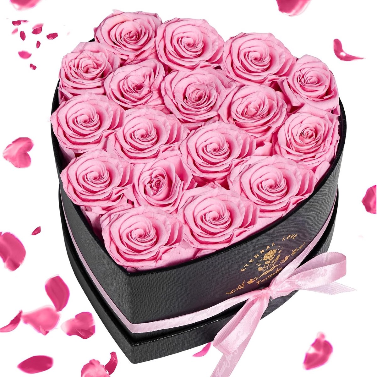 17 Stuks Cadeauset met Echte Gestoofde Rozen - Eeuwige Bloem in Hartvorm voor Vrouwen