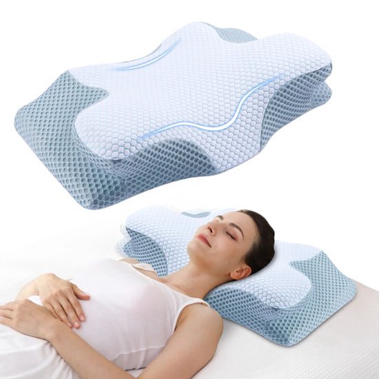 Hoofdkussen Nekklachten – Ergonomisch Vlinderkussen - memoryfoam kussen - nek en schouder support - 2stuks
