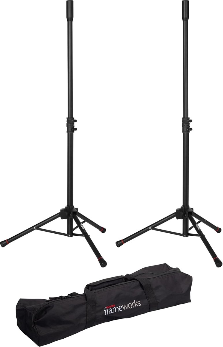Set van 2 Compacte en Lichtgewicht Mini Driepoot Luidsprekerstatieven met Draagtas