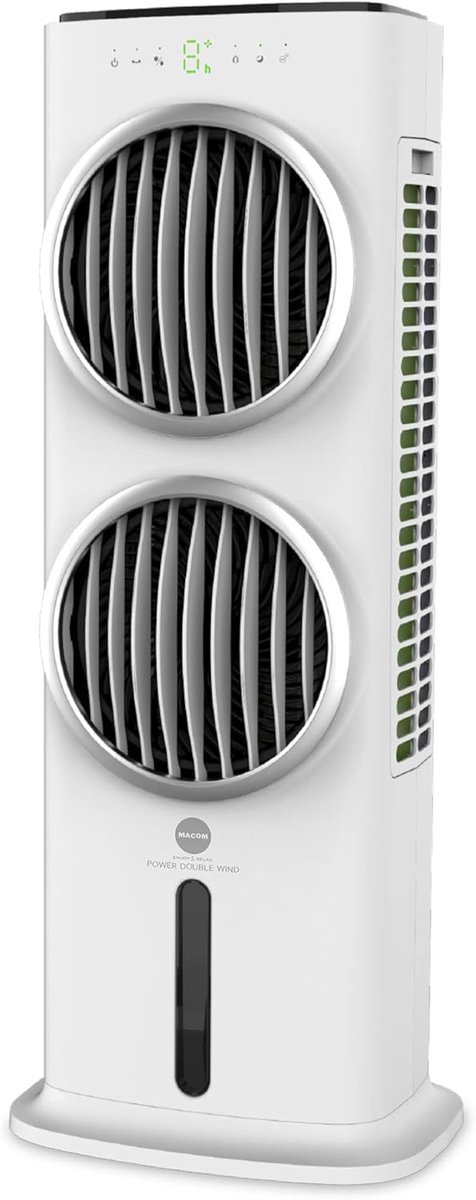 Verdampingskoeler - Mobiele Airco - Ruimte Koelen - Dubbele Ventilator - 100cm Hoog - Wit