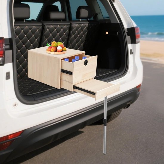 Campingkeuken Inklapbaar - Opbergbox Tafel - Buitenactiviteiten Kamperen - Verstelbare Steun - 60 X 45 X 35cm - Beige — afbeelding 4
