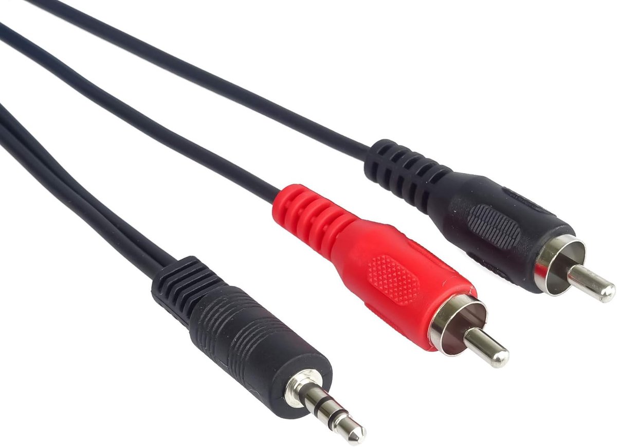 Jack naar RCA kabel - Stereo audio kabel - Audio aansluiting - 3.5mm naar 2x cinch - 1 meter - zwart