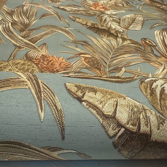 DUTCH - WALLCOVERINGS - Behang - Bird-of-Paradise - groenblauw