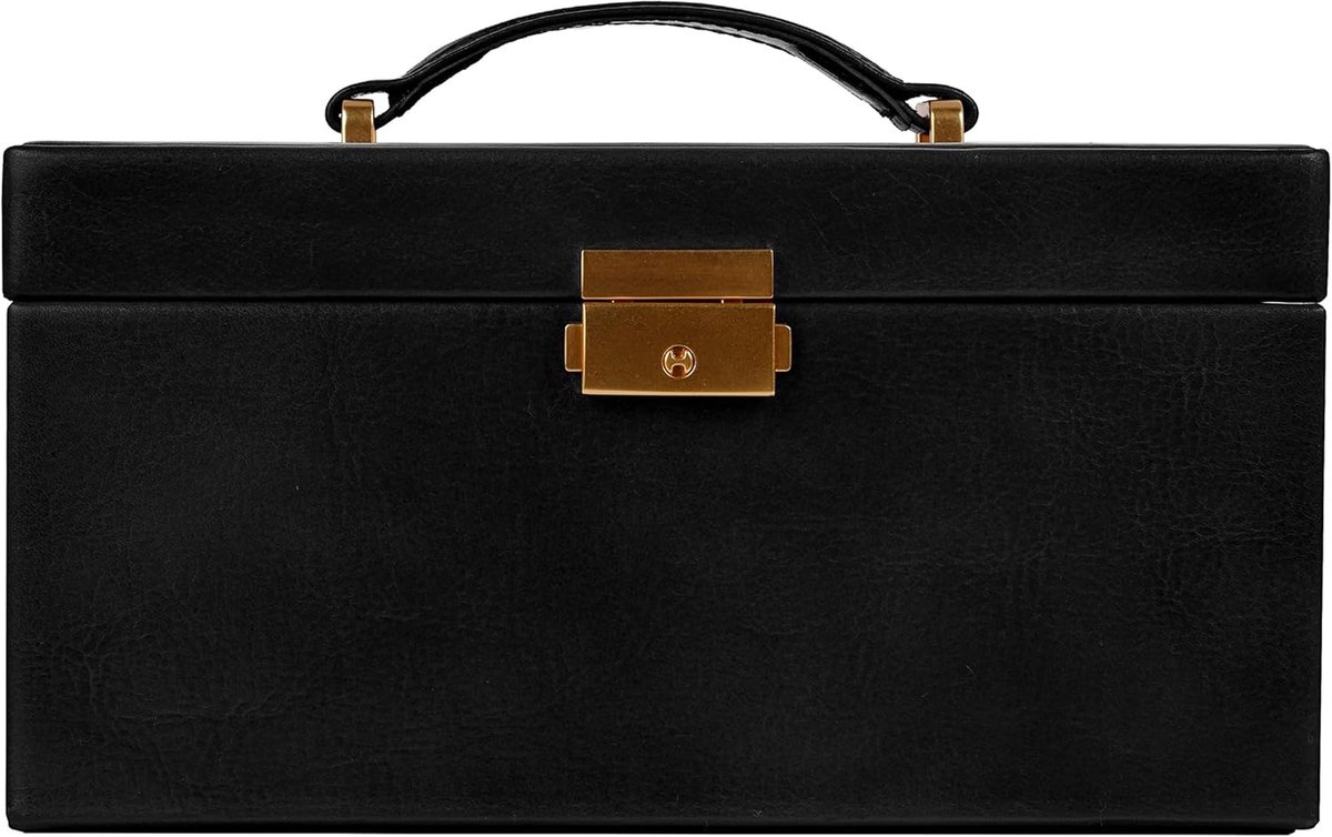 Leren Sieradendoos Dames met Spiegel en Lades, Handgemaakt Italiaans Leer