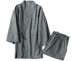 Traditionele Japanse Kimono voor Heren, Comfortabele Katoenen Jinbei voor Thuis en Nachtkleding