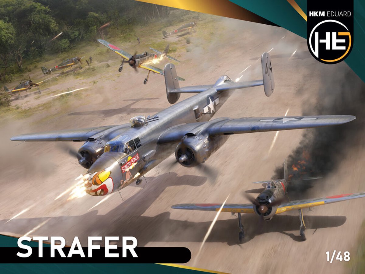 Eduard Modelbouwpakket Vliegtuigen HKM 548001 Strafer - North American B-25J Mitchell WWII - Amerikaans Propellervliegtuig Plastic - 1:48 - Modelbouw