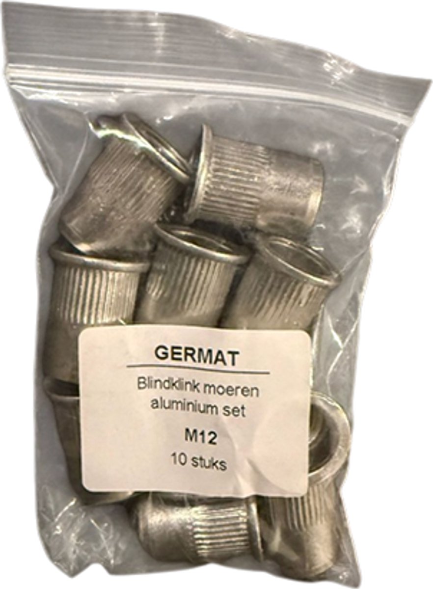 Germat Blindklinkmoeren M12 Aluminium – Popmoeren / Blindmoeren – 10 Stuks – Voor Dun Plaatmateriaal & Profielen – Professioneel