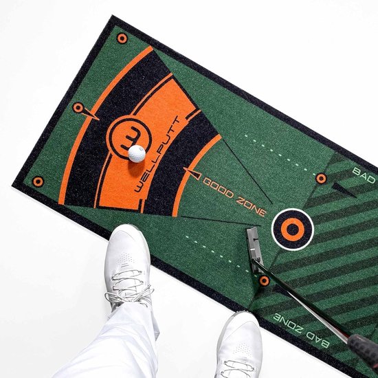 Puttingmat - Golf Puttingmat - 4 Meter - Luxe Golfoefenmat - Professionele Putting Green voor Binnen - 3 Meter Putting Area - Met Trainingsrichtlijnen - Visuele Hulplijnen - Indoor Golf Training - Snelheid & Controle - Groen - 4m — afbeelding 5