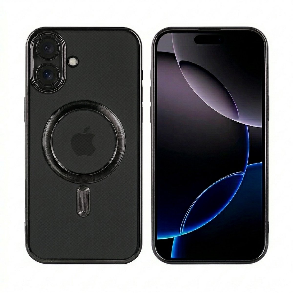 iPhone 16 Plus Hoesje (Zwart) Transparant – MagSafe Compatibel – Shockproof Case – TPU + PC – Draadloos Opladen – Camera- en Schermbescherming – Luxe Design