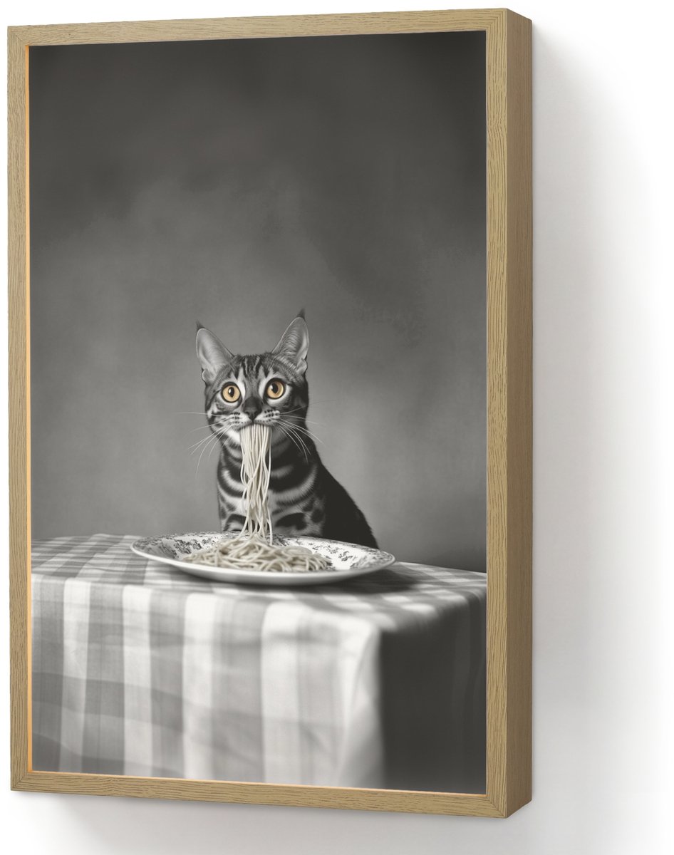 Wandlamp 40x60 cm - Oplaadbaar - Bengaal - Kat - Tafelkleed - Zwart - Wit - Dier - Wandlam
