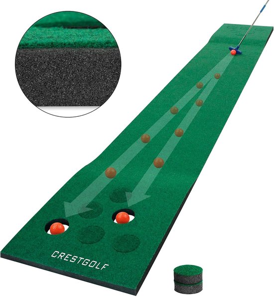 Golf Pong Game Set - Golf Putting Mat - Inclusief 2 Putters - 6 Golfballen - 12 Hole Covers - Golfspel voor Binnen & Buiten - Party Game - Kantoor & Tuin - Short Game Training - Putting Green - Cadeau voor Mannen - Groen - Complete Set van Merkloos — afbeelding 3