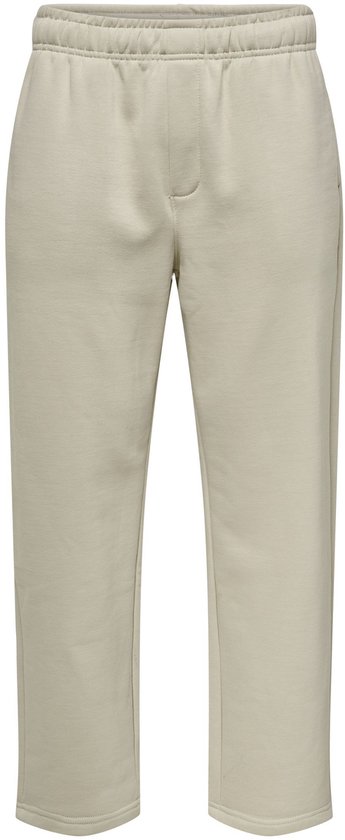 Crème broek met elastische tailleband en zakken.