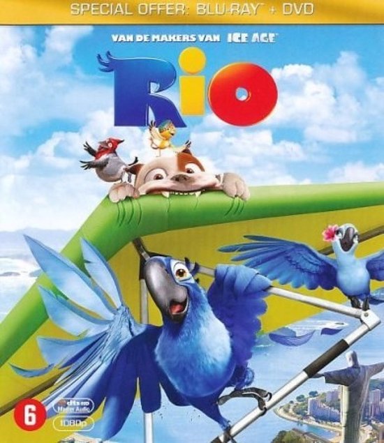 Rio Blu-ray + DVD combopack met Blu en Jewel die vliegen en de hond. Speciale aanbieding.