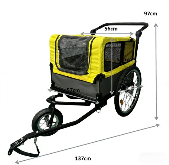 Fietskar hond - wandelwagen hond - 2 in 1 fietskar en wandelwagen hond - hondenfietskar - honden buggy - voor kleine honden van Merkloos — afbeelding 4