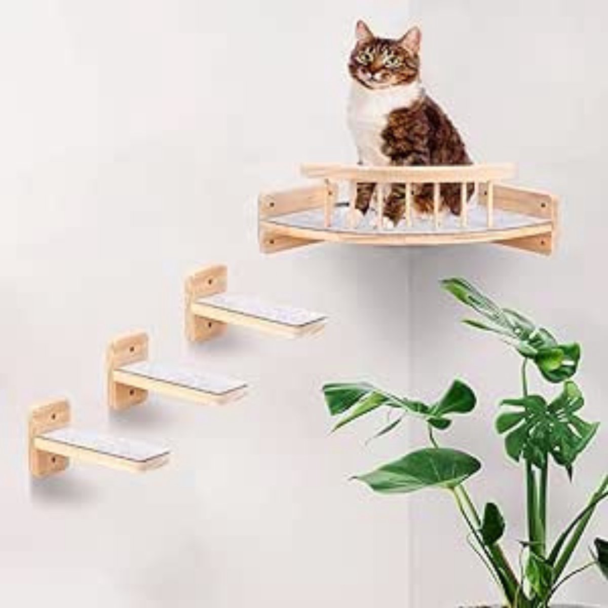 RONN® Katten Klimmuur - Katten Klim Wand - Klimrek Met 3 Standen - Bruin - 52cm x 33cm x 10cm