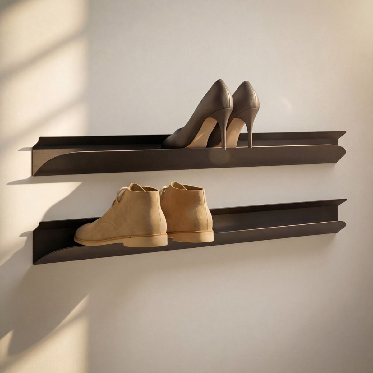 Indusigns zwart schoenenrek - Staal - 119x11x10 cm - Industrieel & modern design
