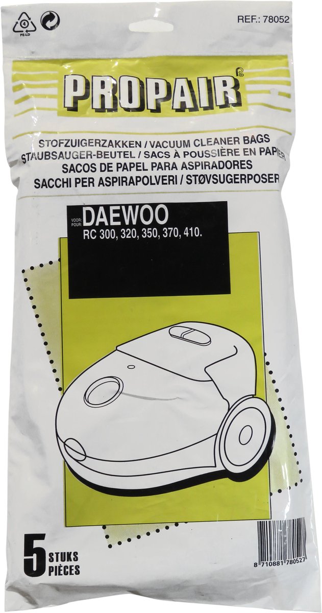 Stofzuigerzakken geschikt voor DAEWOO RC300 320 350 370 410 - 5 stuks