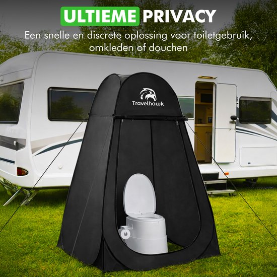 Travelhawk Pop-Up Tent - 1 Persoons - Douchetent - Wc Tent - Omkleedtent - 200cm x 120cm x 120cm - Voor Camping, Strand & Outdoor - Zwart van Travelhawk — afbeelding 3