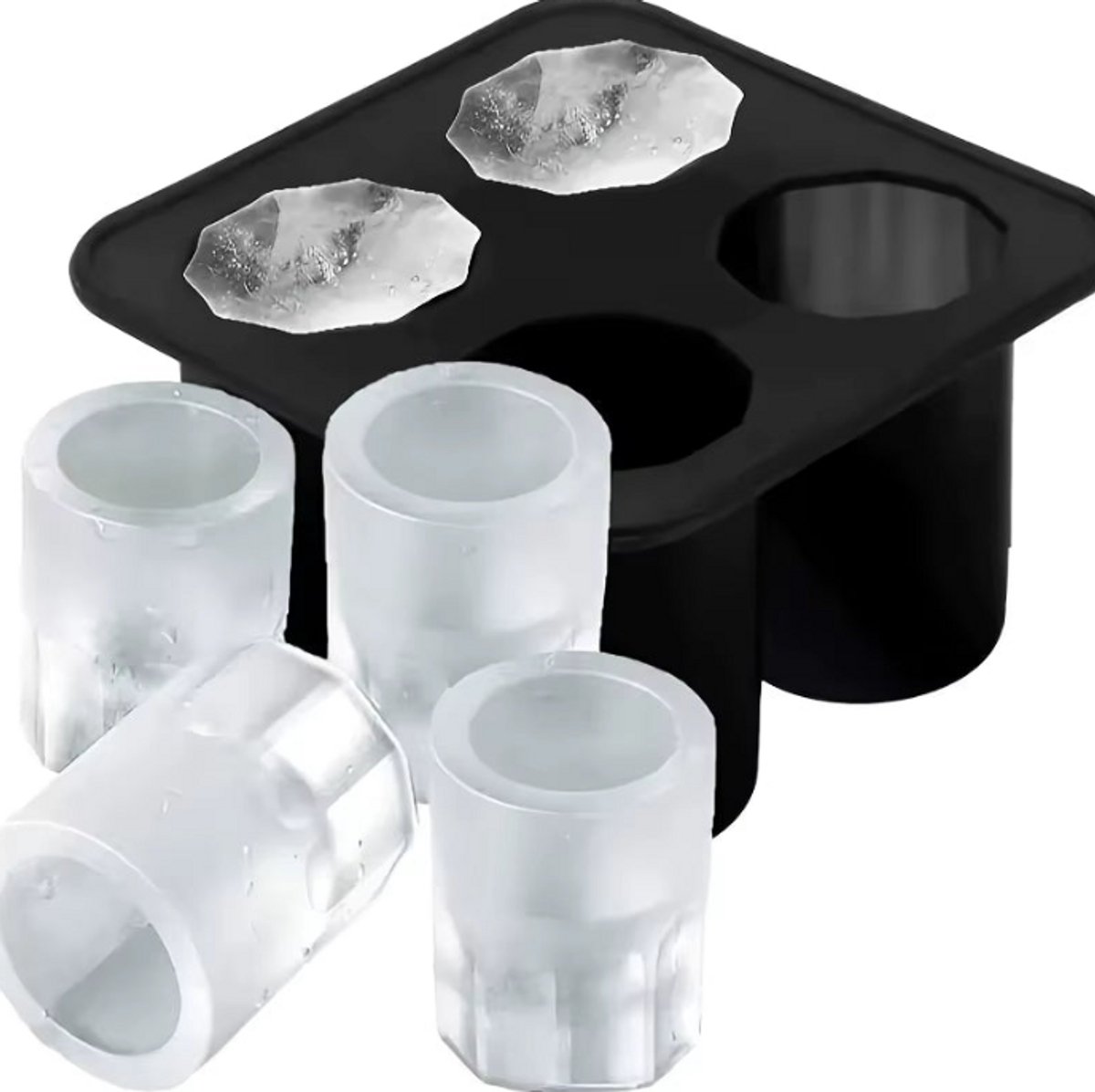 Shotglas ijsvorm - Maak 4 shotglaasjes van ijs - Silicone