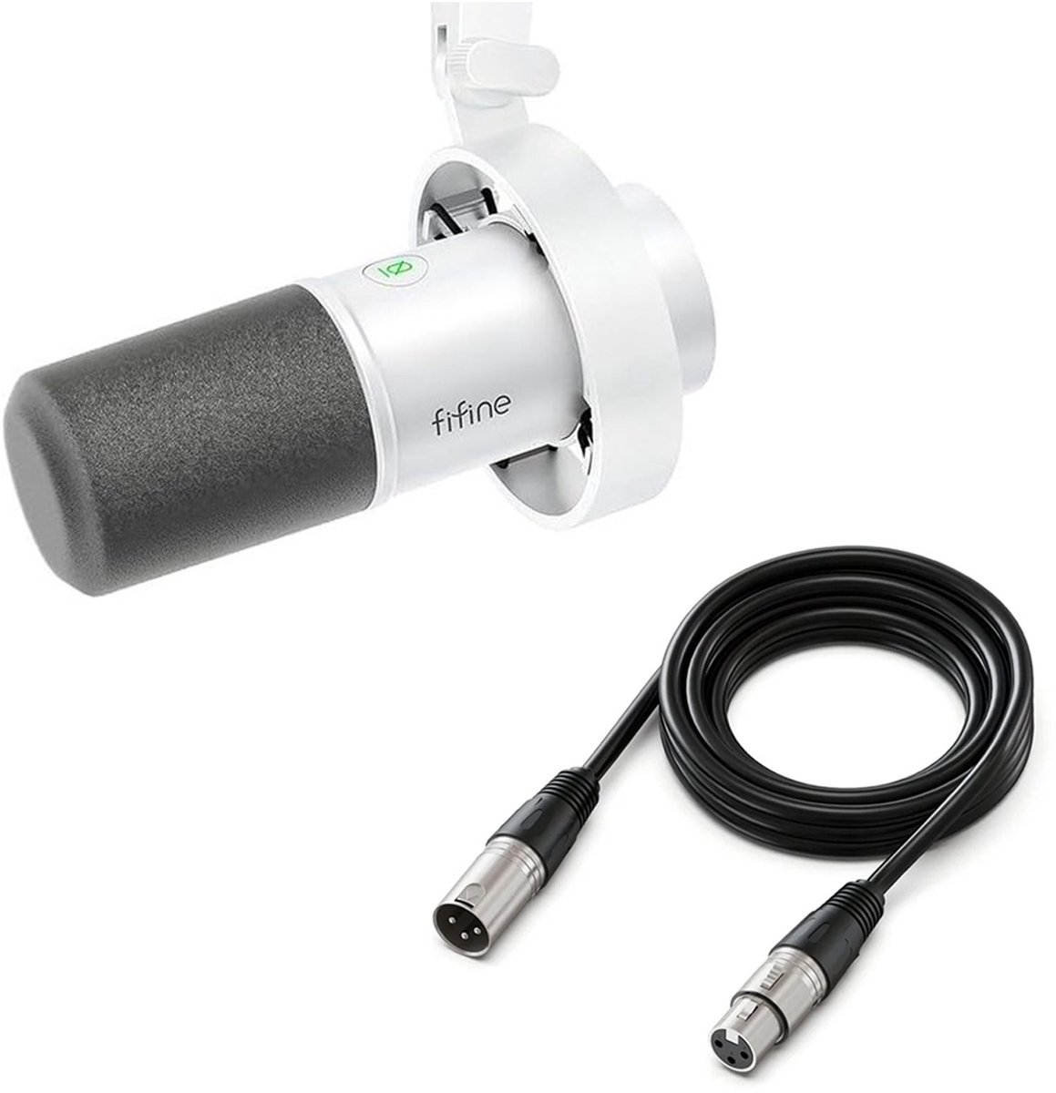FIFINE K688 - Met XLR - USB / XLR - Dynamische Microfoon - Streaming - Podcasting - Gaming - Geschikt voor PS4 / PS5 / PC - Wit