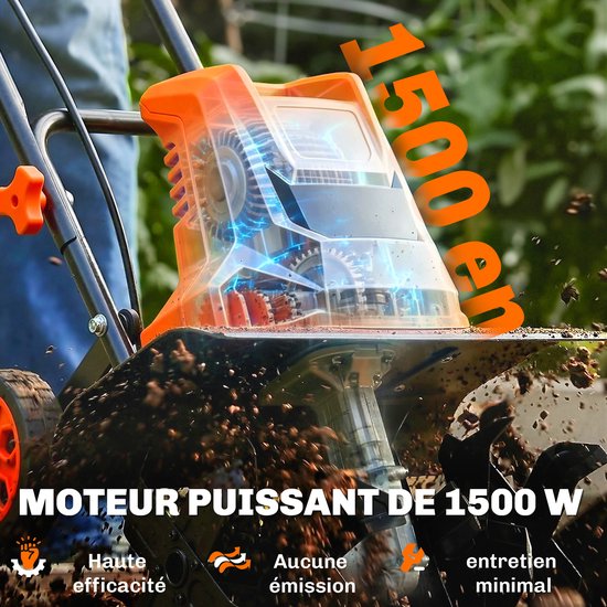 Outsunny Power Tillers - PP, 65Mn staal - 111 x 40 x 96 cm - Oranje — afbeelding 2