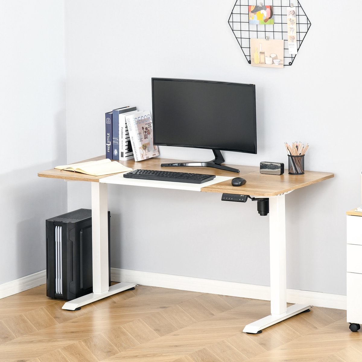 REDOM Elektrisch Verstelbaar Bureau - 4 Voreinstellingen - Modern - Voor Kantoor - Metaal - Wit - 140 x 70 x 72-116 cm