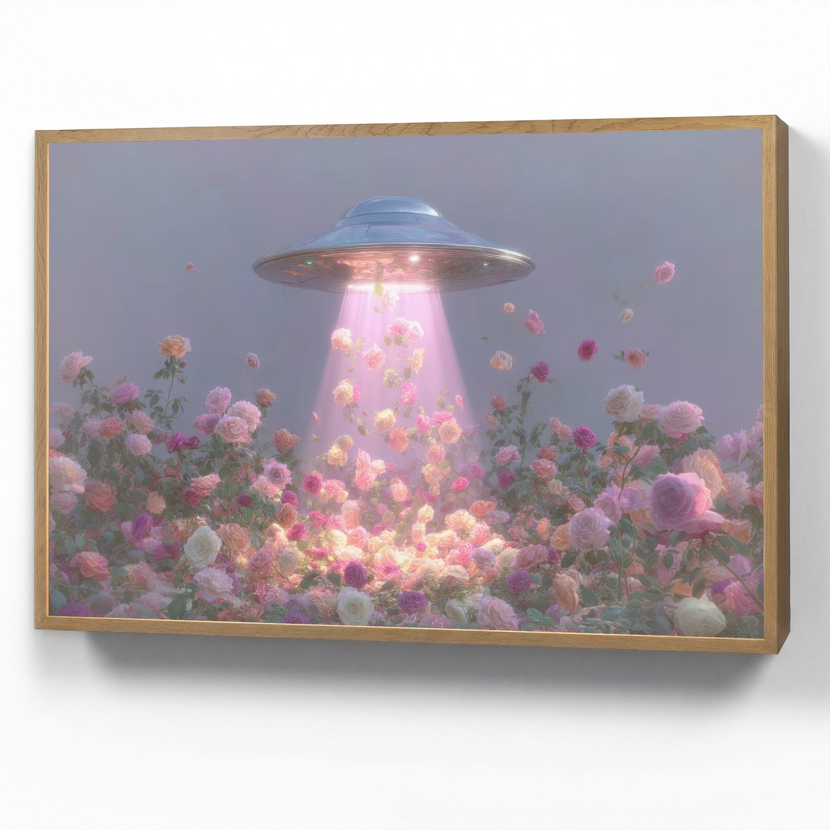 Wandlamp 100x70 cm - Oplaadbaar - Ufo - Rozen - Pastelkleuren - Wandlampen binnen woonkame
