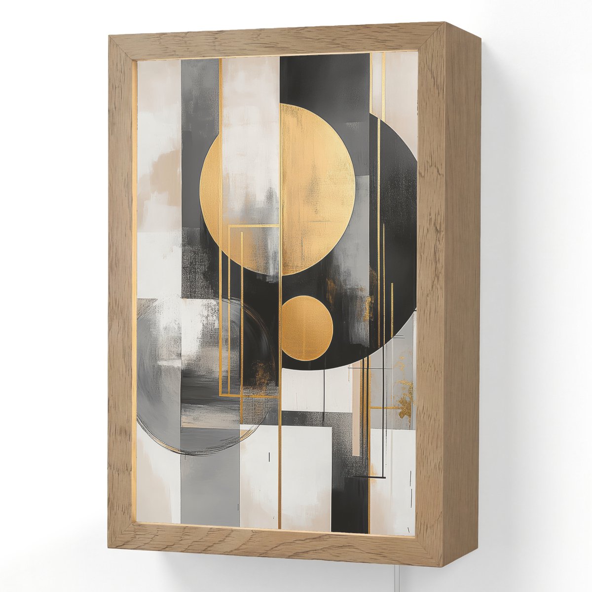 Wandlamp 20x30 cm - Oplaadbaar - Abstract - Goud - Zilver - Vormen - Aesthetic - Modern - 
