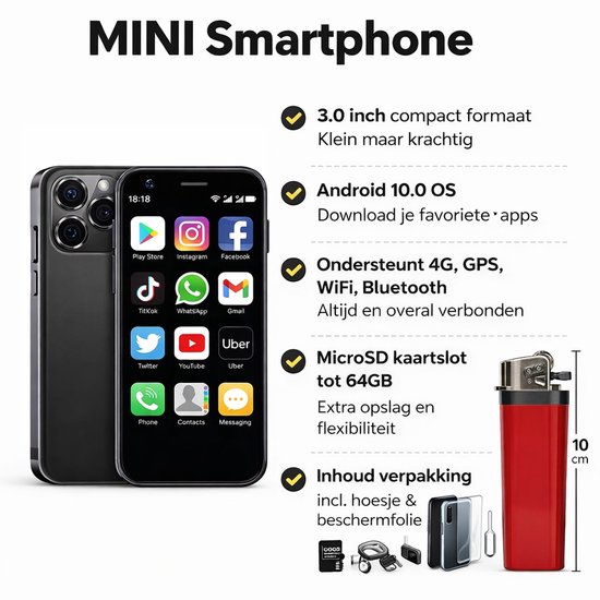 Super Mini Smartphone, SOYES XS11 Téléphone Débloqué 3G WCDMA Android Telephone Mobile 25 Ecran Tactile 1 Go De Ram 8 Go Rom Double Sim Wifi Bluetooth Hotspot Carte Ultra Mince Telephone Portable De