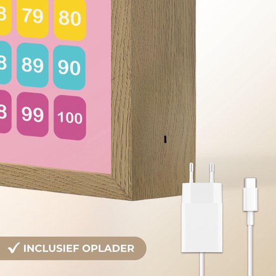 Nachtlampje 60x90 cm - Kinder lamp - Getallen - Leren tellen voor kinderen - Getallenlijn - Cijfers - Roze - Eenhoorn - Tafellamp kinderkamer draadloos - Slaapkamer lampje - Bedlamp kinderen - Kinderlampje - Wandlamp babykamer - Nachtlampjes van Merkloos — afbeelding 5