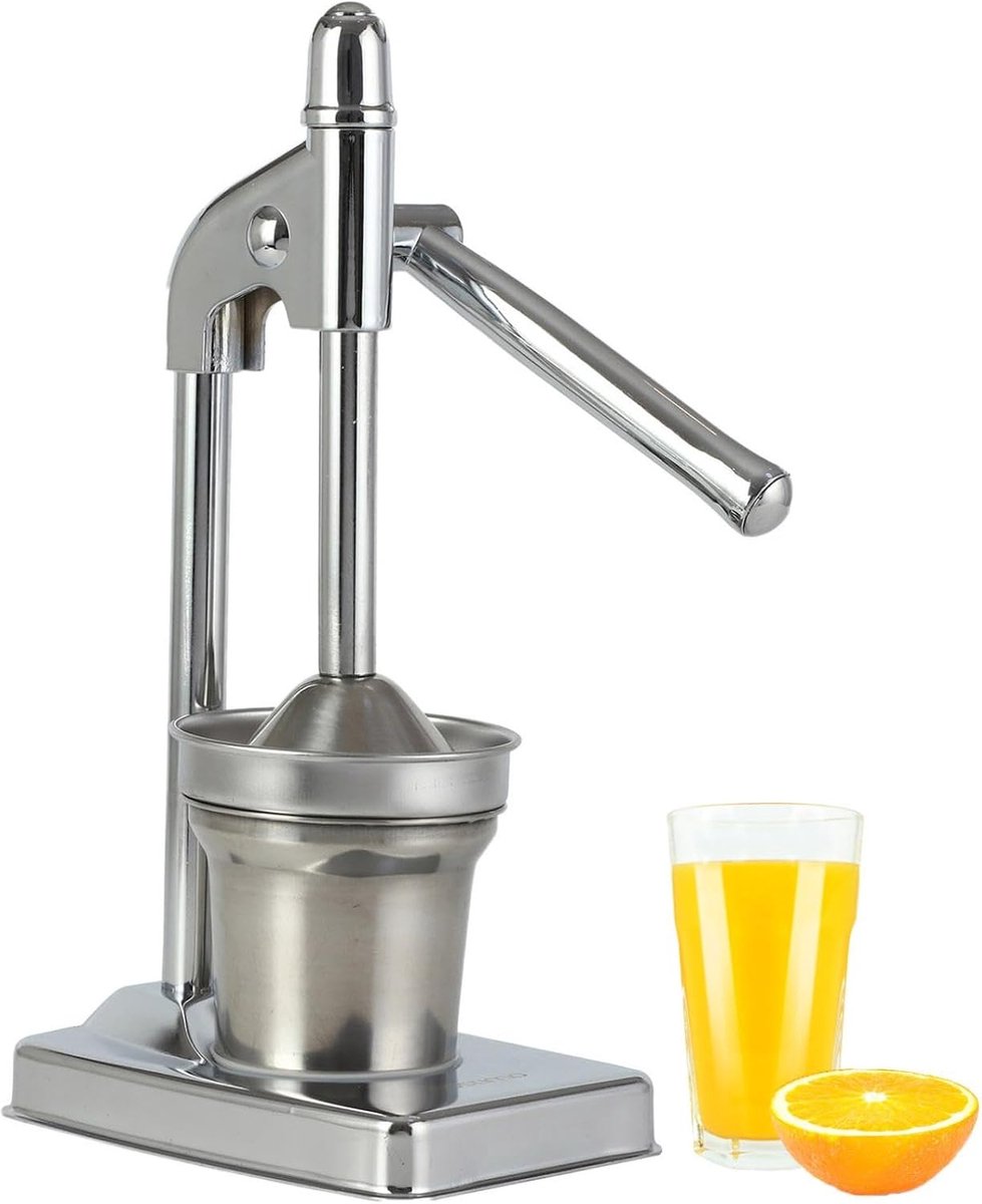 Handbediende Sapcentrifuge - Sinaasappelpers - Citroenpers - Limoenpers - Anti Slip - Handmatig - Gietijzer - Pulpfilter - Zilver