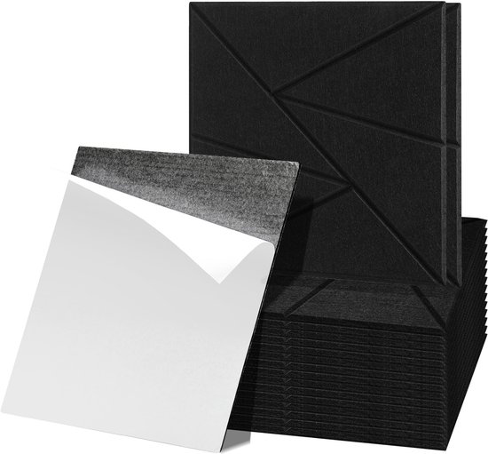 12 Pack akoestische panelen zelfklevend, TONOR 30x30x0.9cm grote geluidswerende panelen voor muren, geluiddempende isolatie behandeling wandpaneel geluidsabsorberende opvulling voor studio