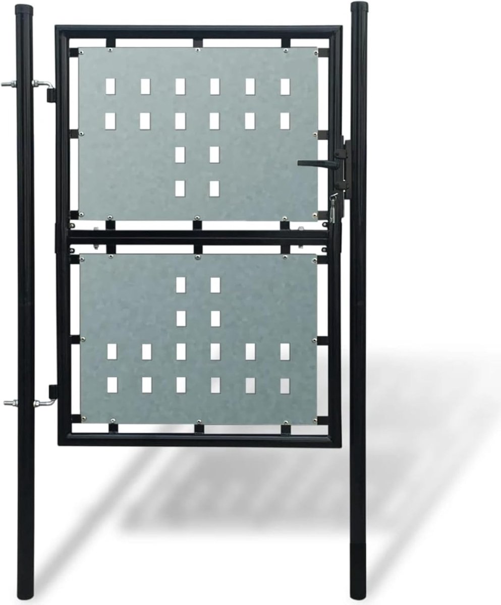 Metalen Tuinpoort - Tuinhek Deur - Tuin Afscheiden - Decoratief Gatenpatroon - 100 x 200 cm - Zwart
