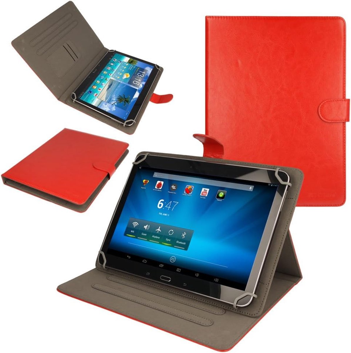 Universele Tablethoes - Beschermhoes - Dagelijks Gebruik - Verstelbare Stand - 10 Inch - Rood