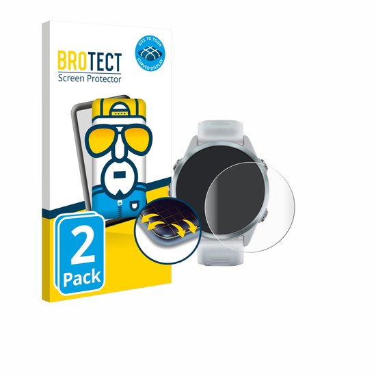 BROTECT screenprotector verpakking naast een smartwatch met daarop een transparante folie.