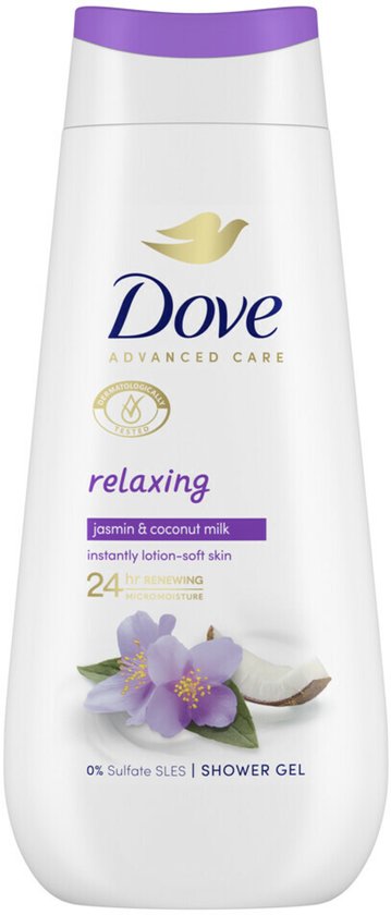 Fles Dove Advanced Care Relaxing Jasmijn & Kokosmelk douchegel.